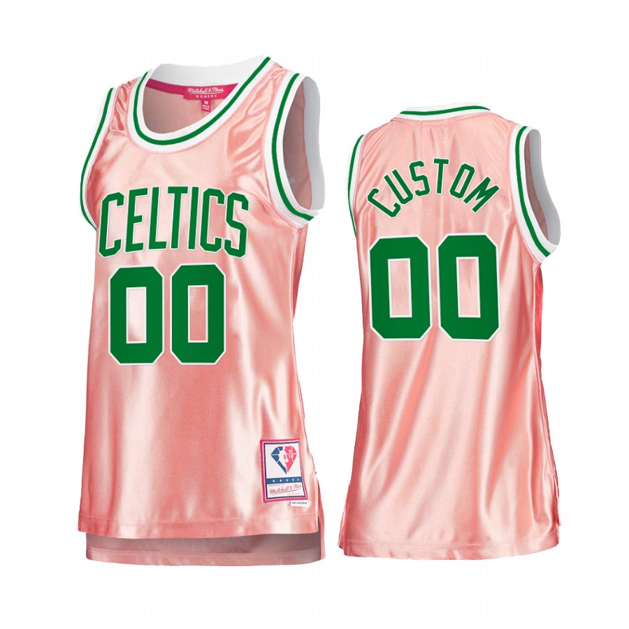 Boston Celtics Custom Rose Gold Pink 75th Anniversary Women's Jersey #00