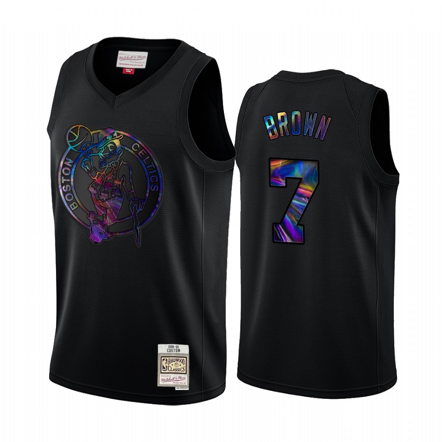 Boston Celtics Jaylen Brown #7 Jersey Iridescent HWC Limited Black Holographic