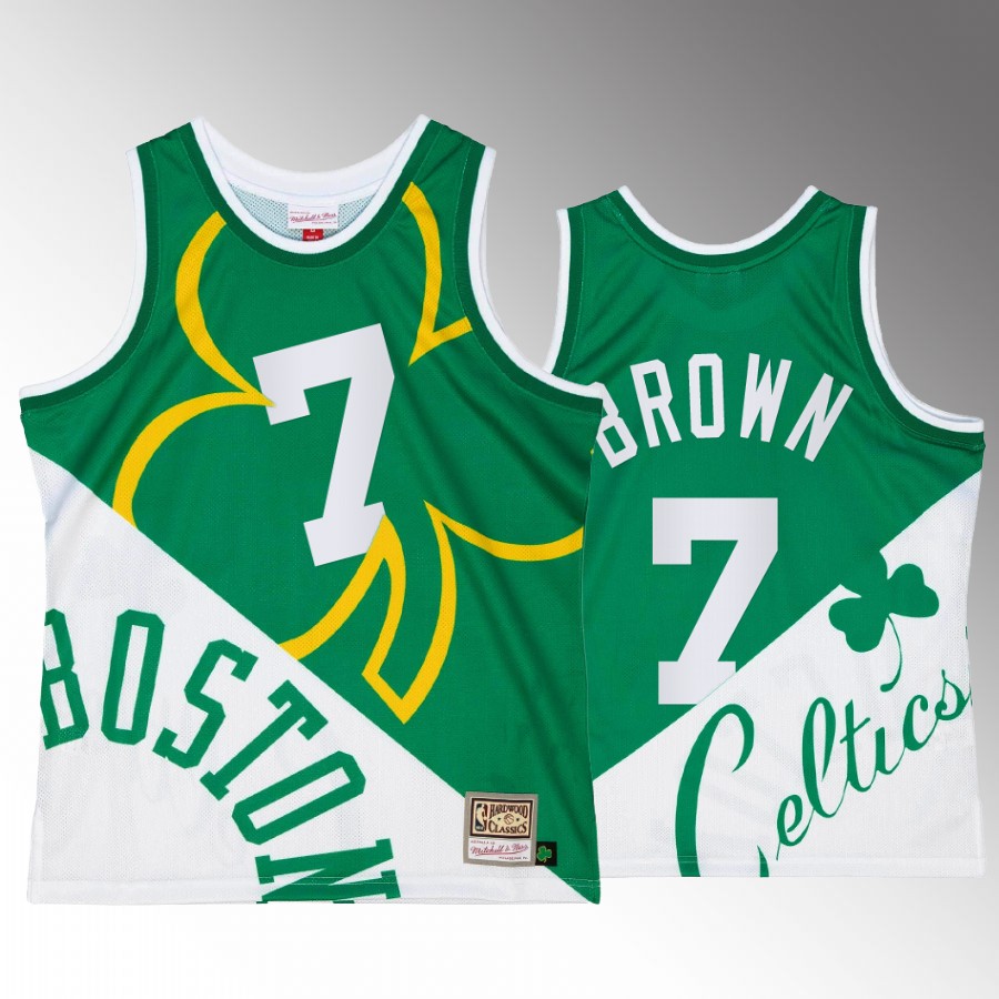 Boston Celtics Jaylen Brown Big Face 5.0 Men's Tank Top Two-Tone Fashion White Green Jersey Shirt