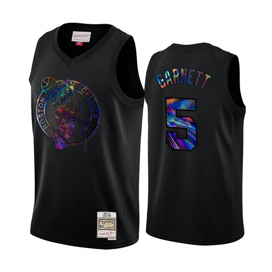 Boston Celtics Kevin Garnett #5 Jersey Iridescent HWC Limited Black Holographic