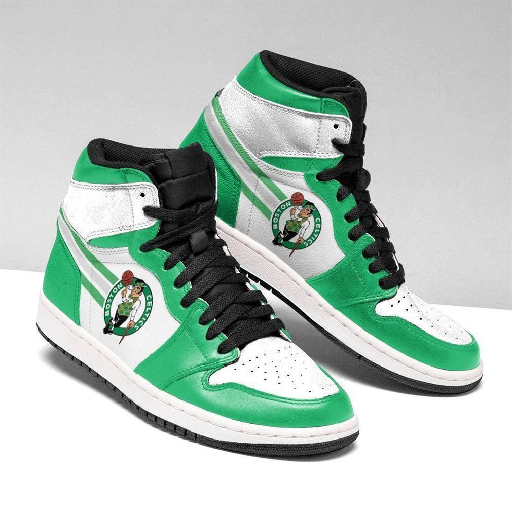 Boston Celtics NBA Fashion Sneakers Basketball Shoes Leather High Top Air Jordan Sneaker, Air Jordan Hightop
