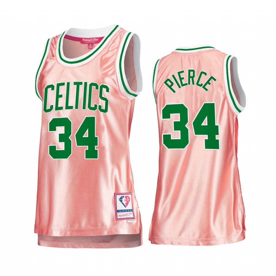 Boston Celtics Paul Pierce Rose Gold Pink 75th Anniversary Women's Jersey #34