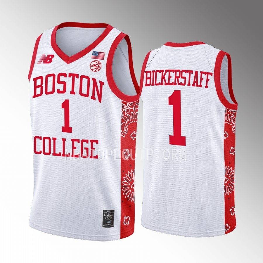 Boston College Eagles T.J. Bickerstaff Jersey 2022-23 Red Bandanna White For Welles Uniform