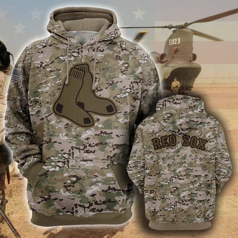 Boston Red Sox- All Over Prints 3D Hoodie – Camo Style