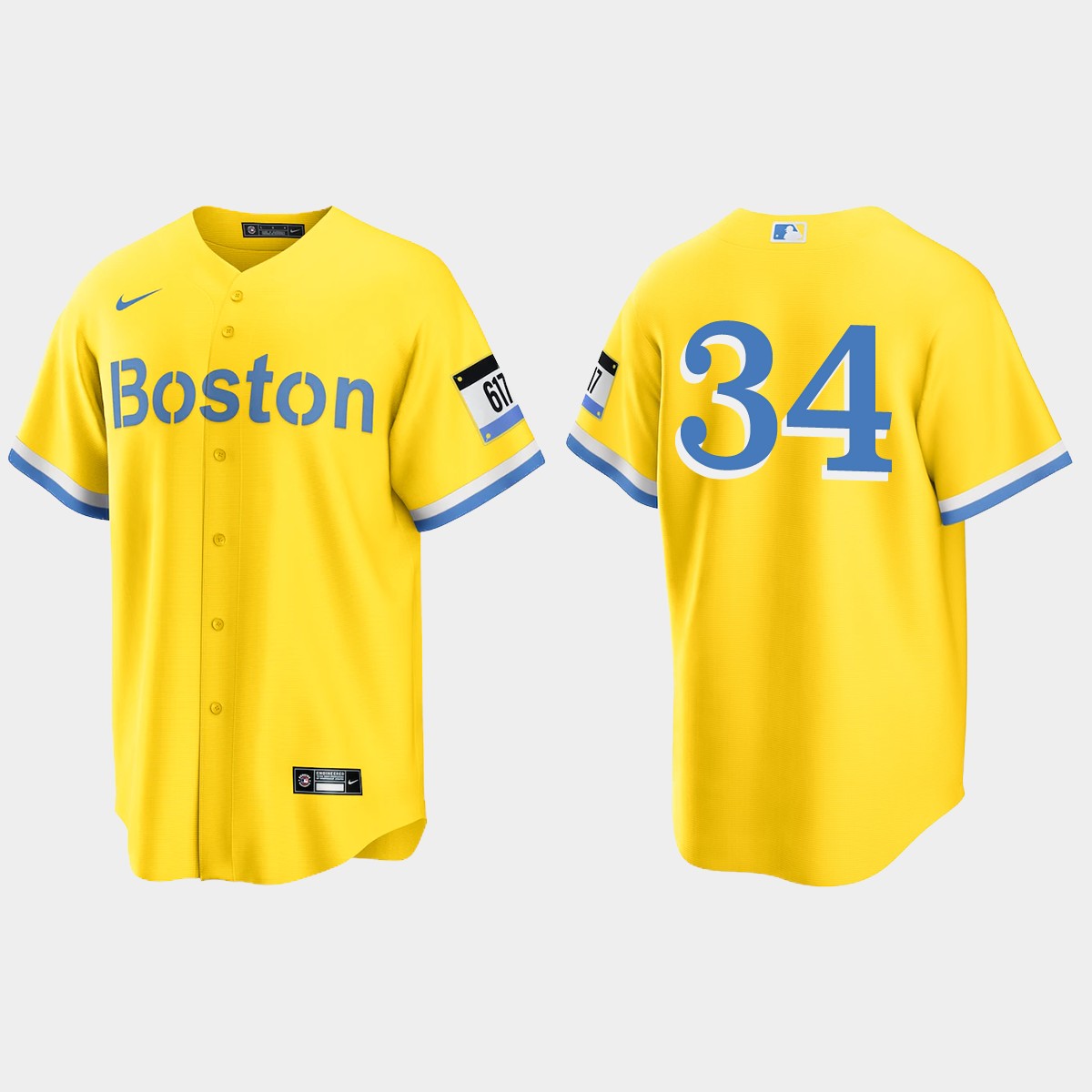 Boston Red Sox #34 David Ortiz 2021 City Connect Jersey - Gold Light Blue