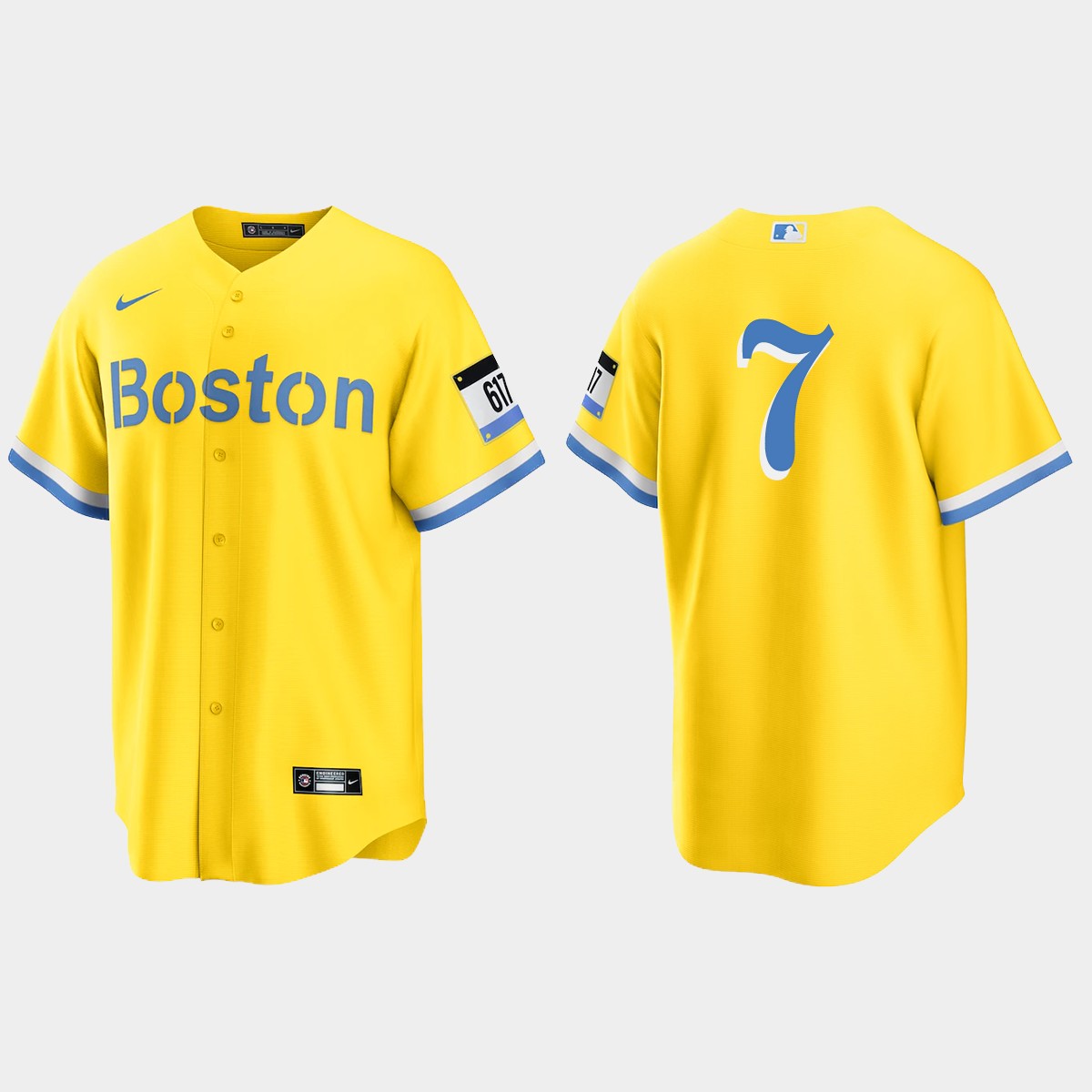Boston Red Sox #7 Dom DiMaggio 2021 City Connect Jersey - Gold Light Blue