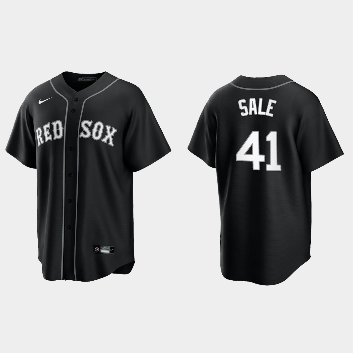 Boston Red Sox Chris Sale 2021 All Black Fashion Jersey - Black White