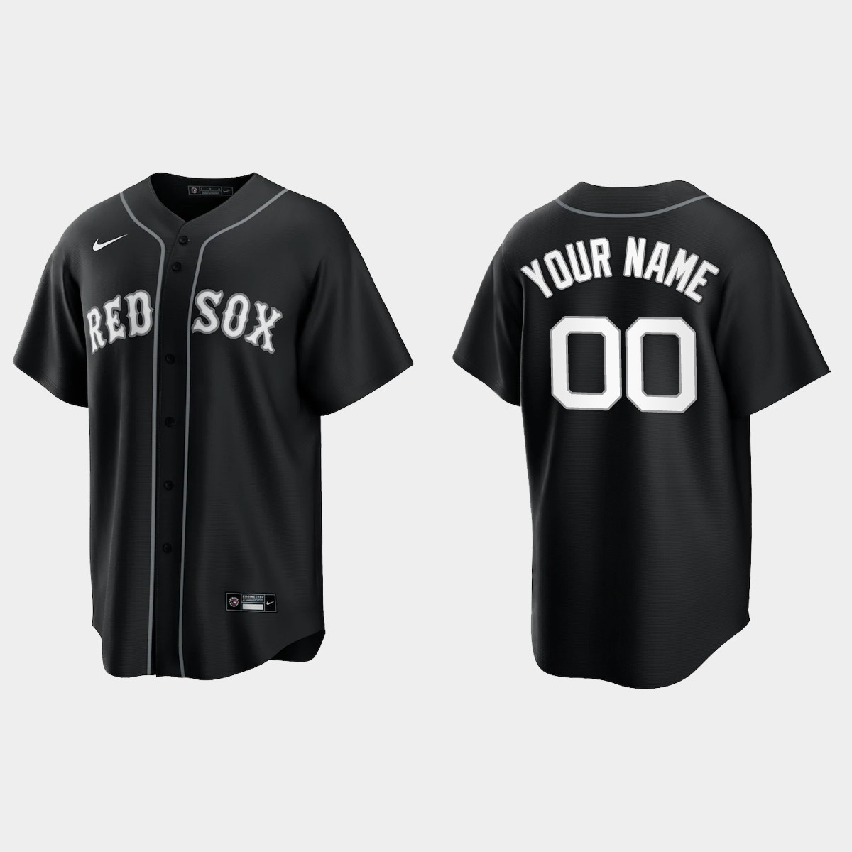 Boston Red Sox Custom 2021 All Black Fashion Jersey - Black White