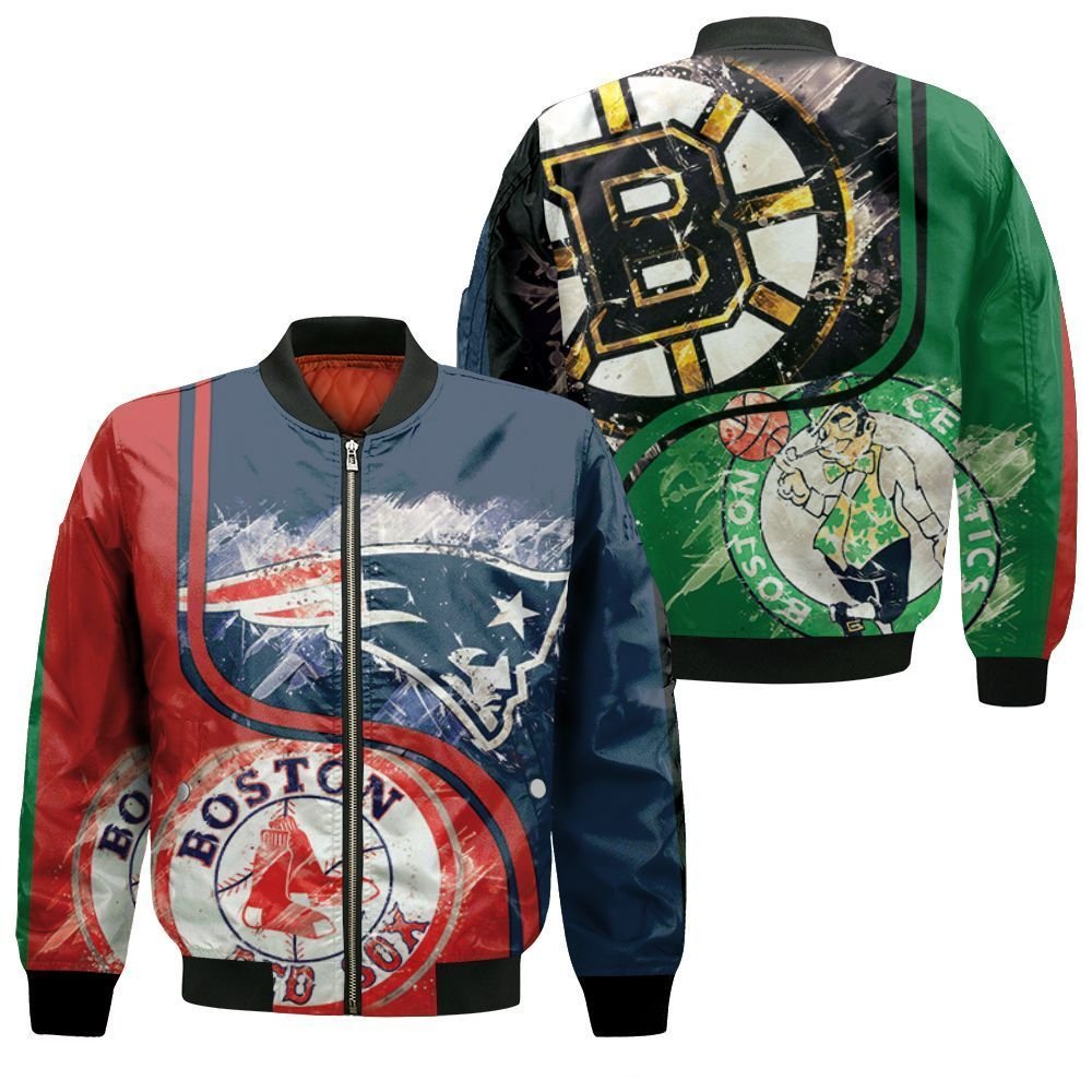 Boston Red sox new england patriots Boston Bruins Boston Celtic 3d Jersey jersey Bomber Jacket