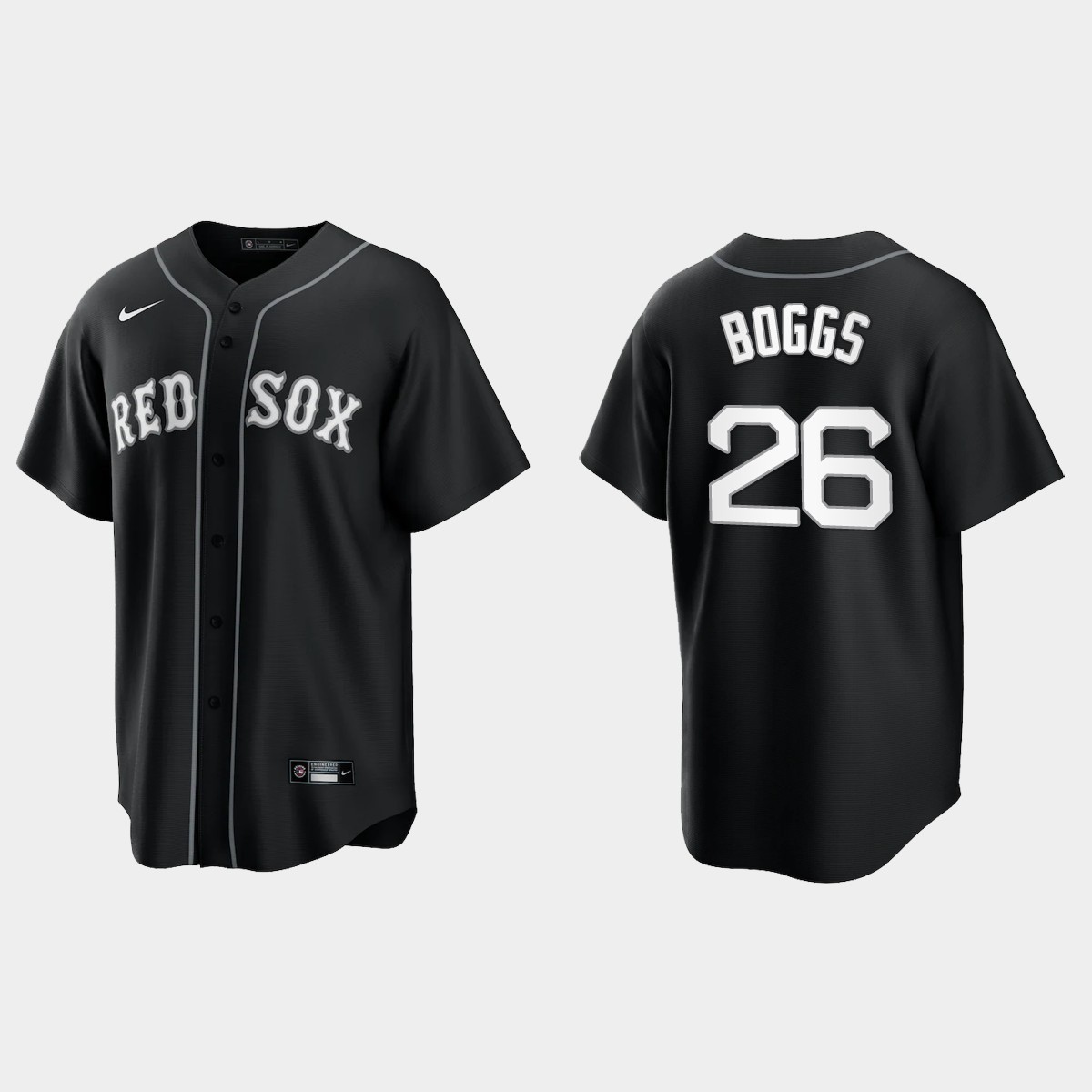 Boston Red Sox Wade Boggs 2021 All Black Fashion Jersey - Black White
