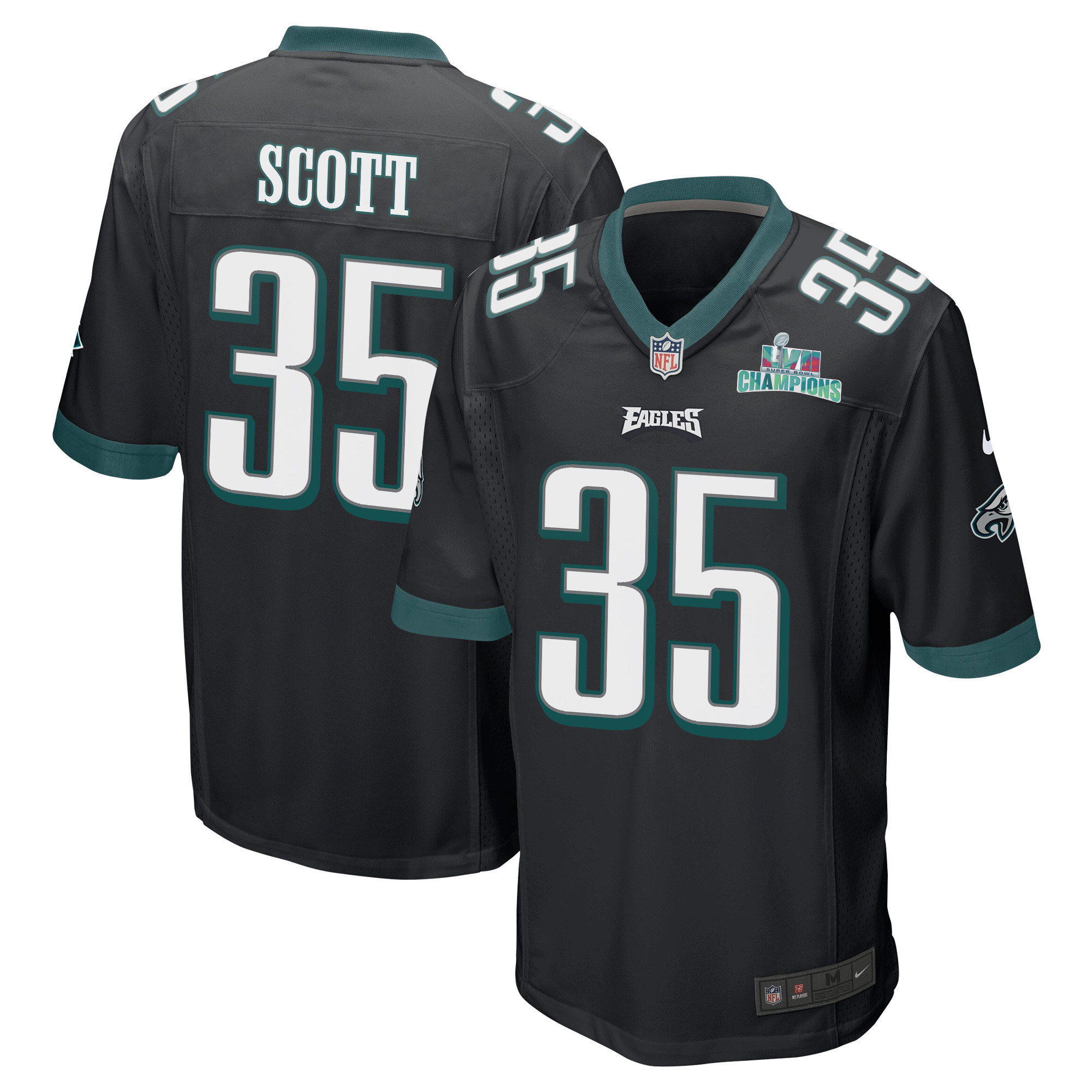 Boston Scott 35 Philadelphia Eagles Super Bowl LVII Champions Men Game Stitched Jersey – Black