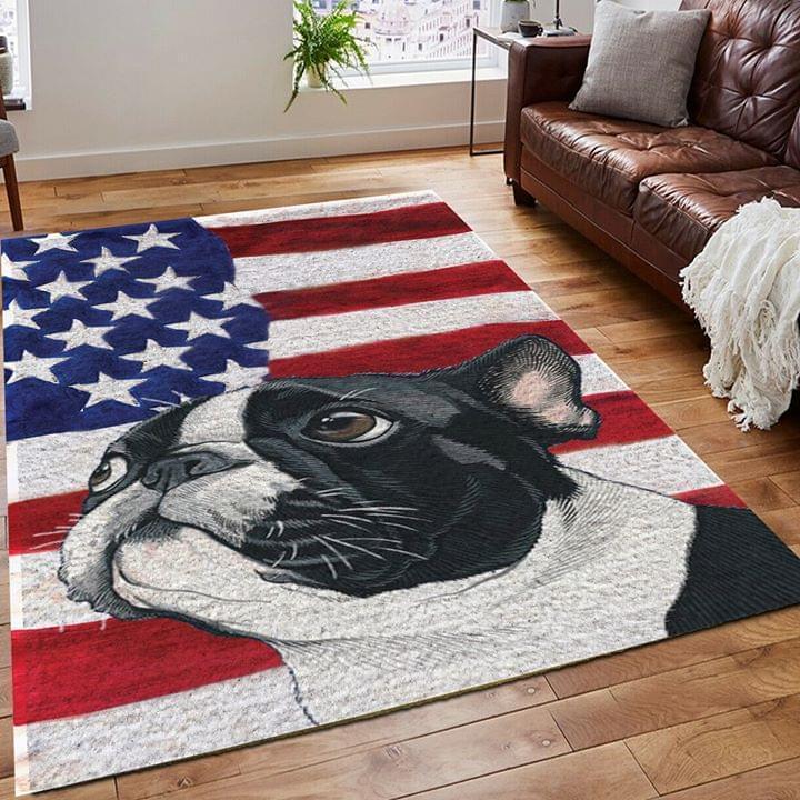 Boston Terrier American Flag Limited Edition Rectangle Rug