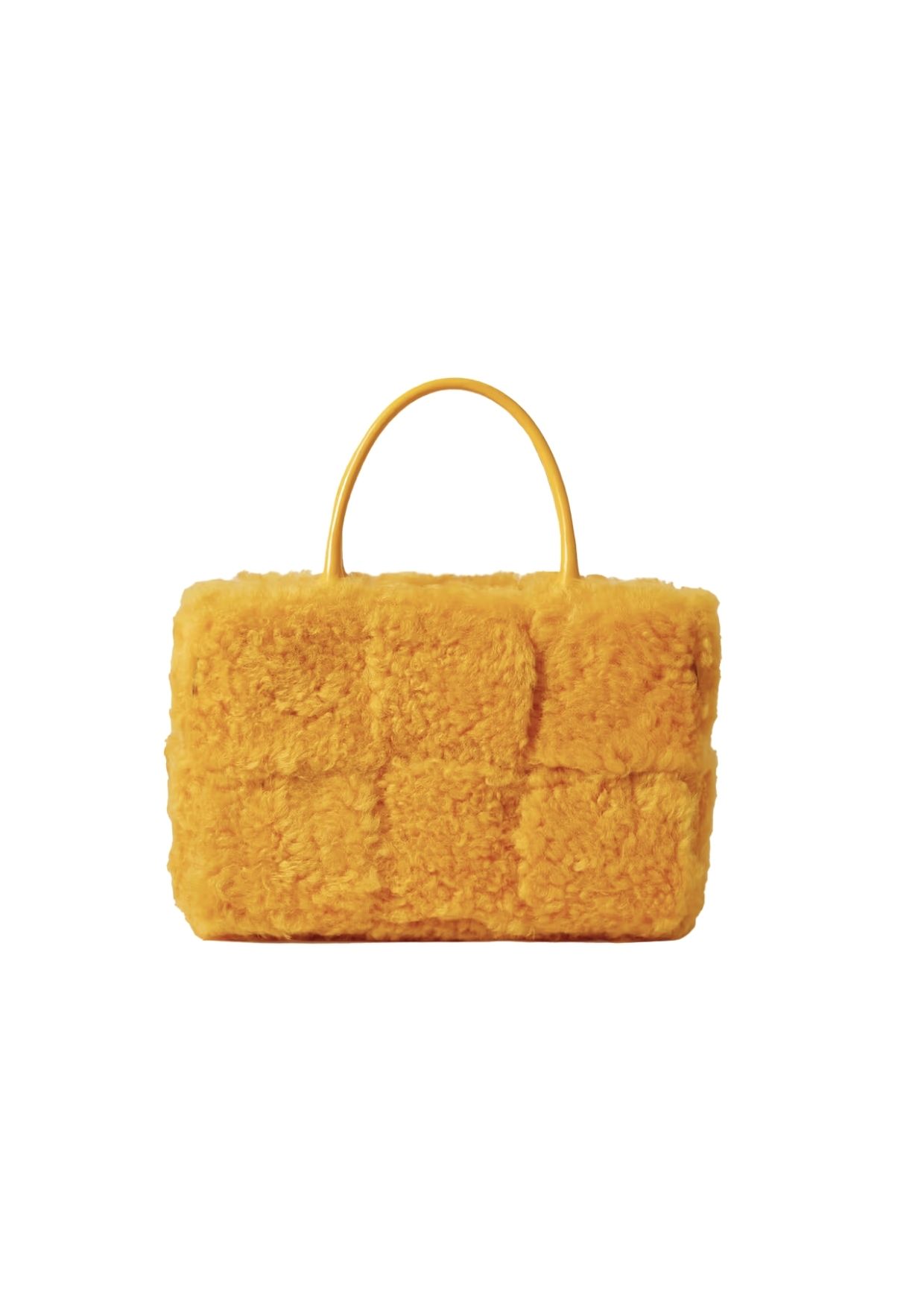 Bottega Veneta Arco Small Trimmed Intrecciato Shearling Tote Yellow For Women 17411127377168821