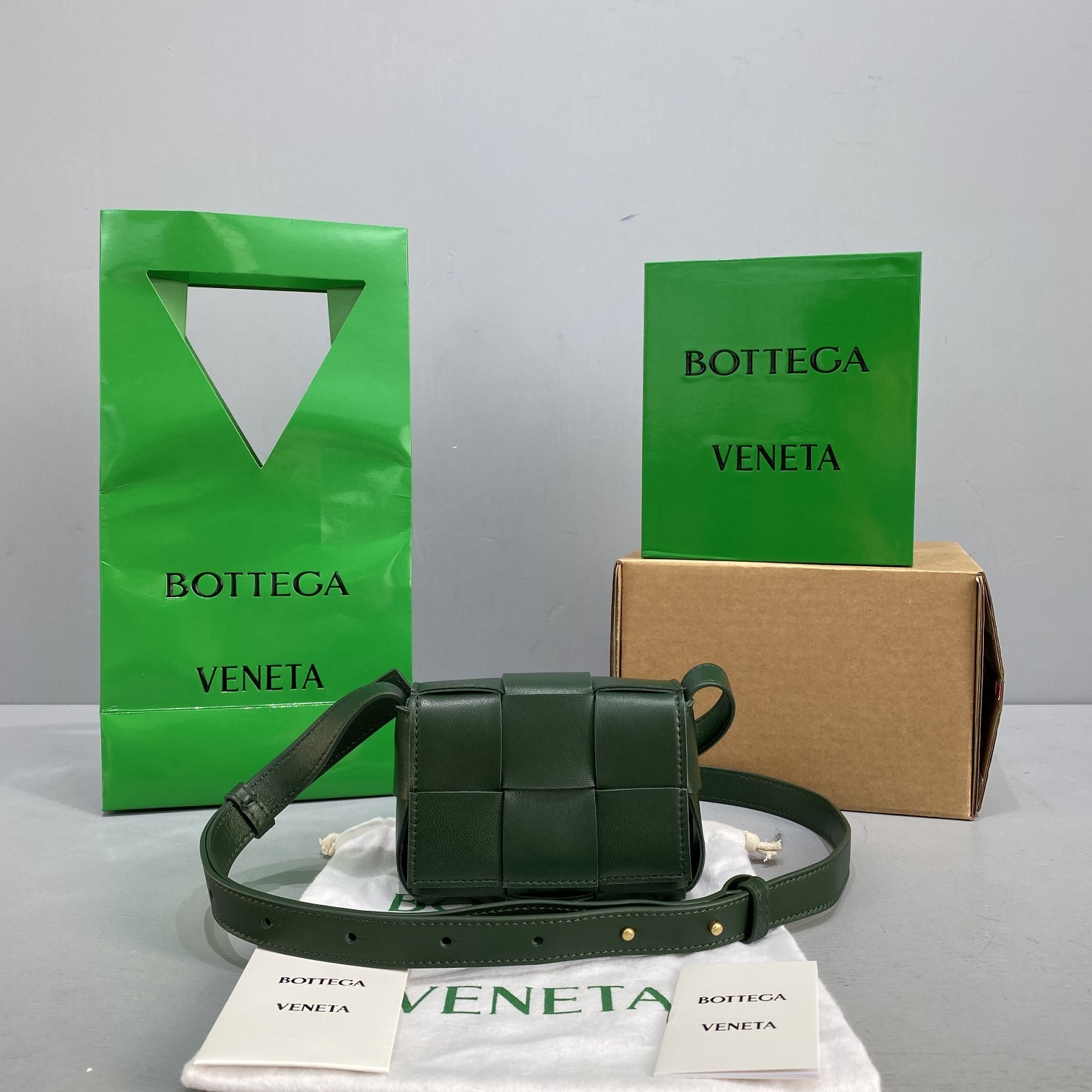 Bottega Veneta Candy Cassette Dark Green, For Women, Women’s Bags 4.7in/12cm