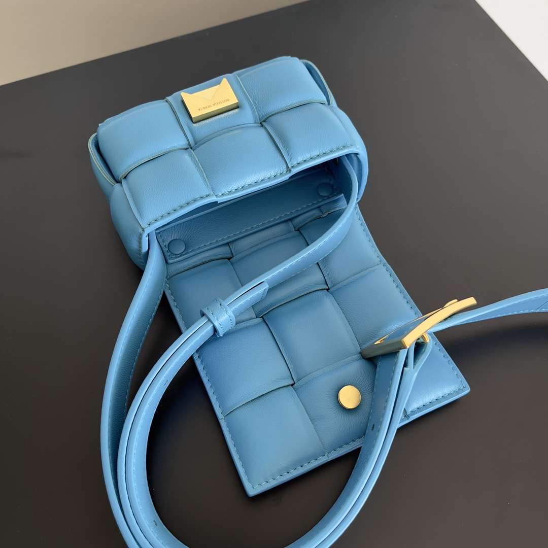 Bottega Veneta Candy Padded Tech Cassette Blue, For Women, Women’s Bags 5.1in/13cm 