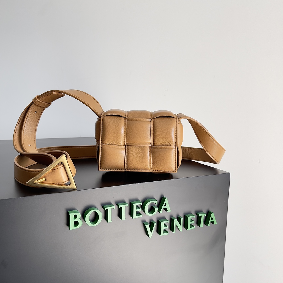Bottega Veneta Candy Padded Tech Cassette Brown, For Women, Women’s Bags 5.1in/13cm