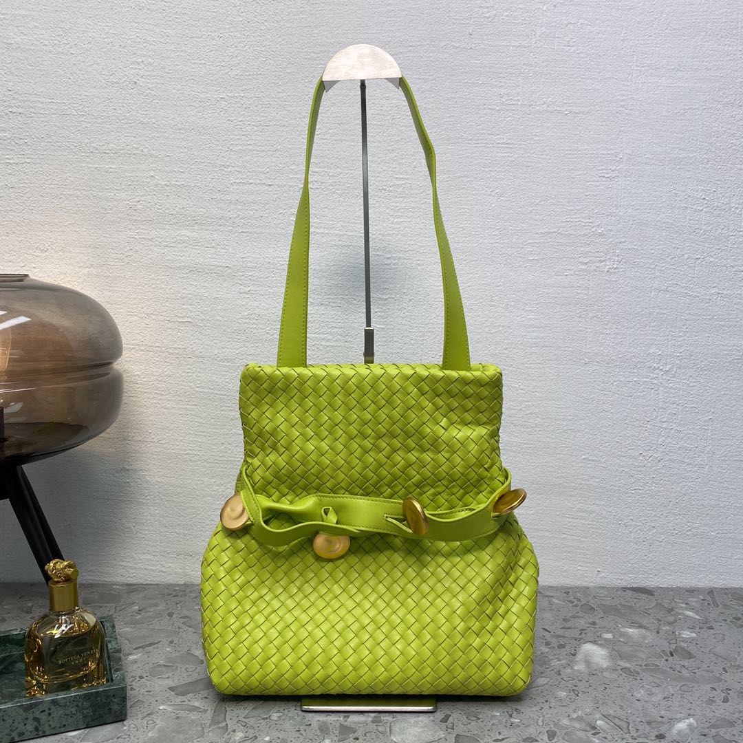 Bottega Veneta Intrecciato Shoulder Bag Neon Green, For Women, Women’s Bags 10.2in/26cm