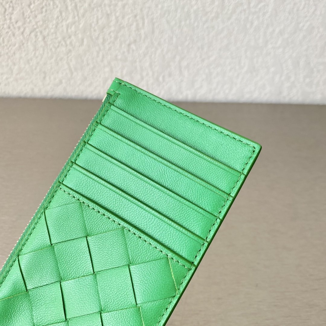 Bottega Veneta Zipped Card Case Green, For Women, Women’s Bags 5.5in/14cm 666939VCPP33722