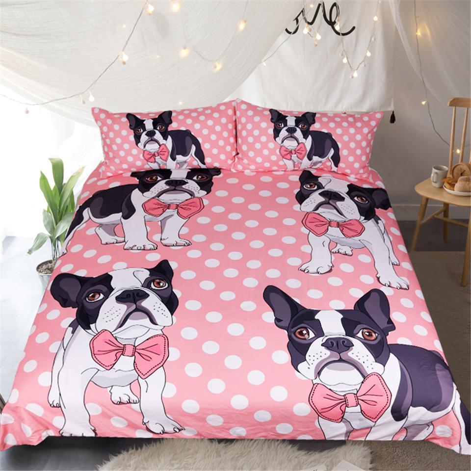 Bow Tie Bulldog 3D Customized Duvet Cover Bedding Set