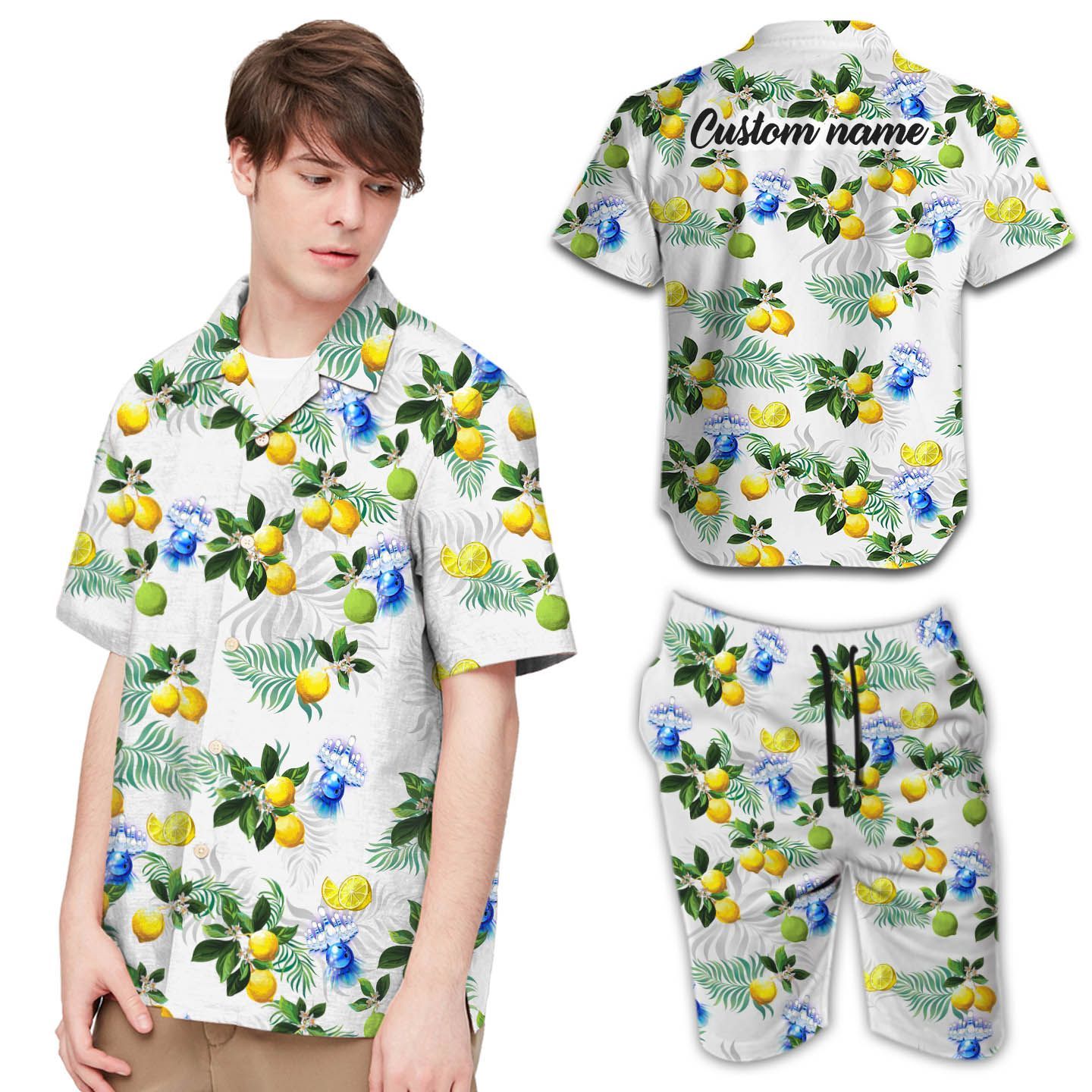 Bowling Lemon Custom Name Men Hawaiian Shirts For Sports Lovers In Daily Life