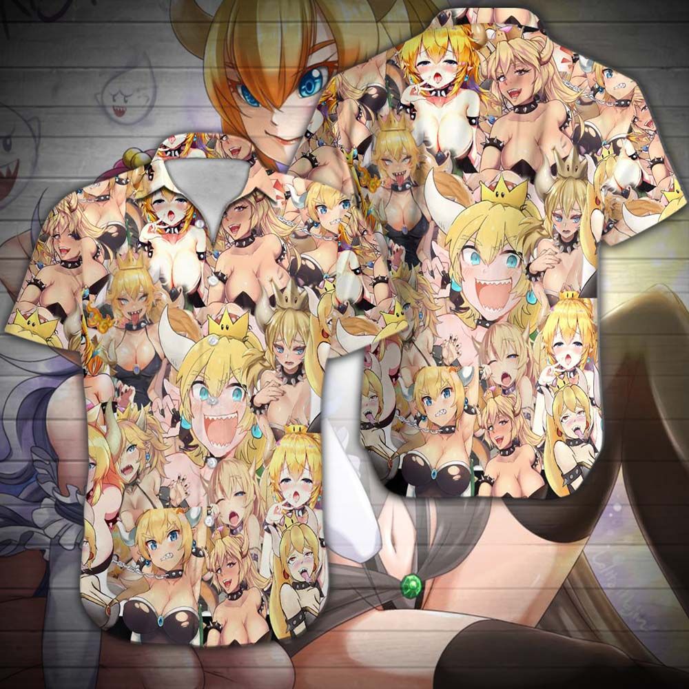 Bowsette-Hawaii Shirt 3D All Over Printedanime Ahegao Manga