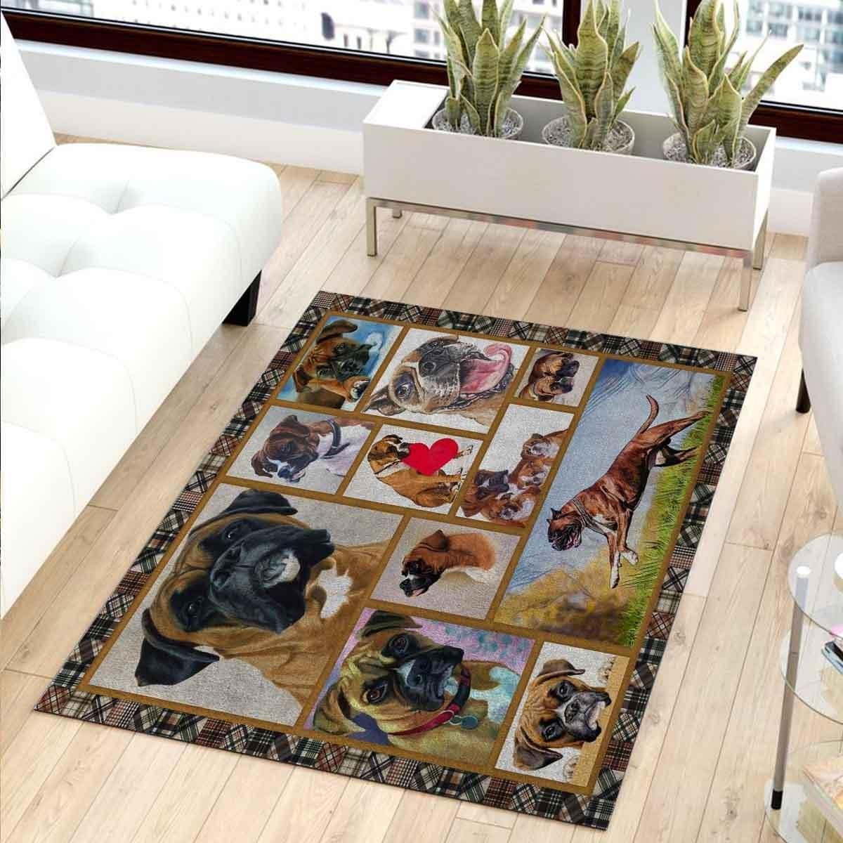 Boxer Heart Rectangle Rug