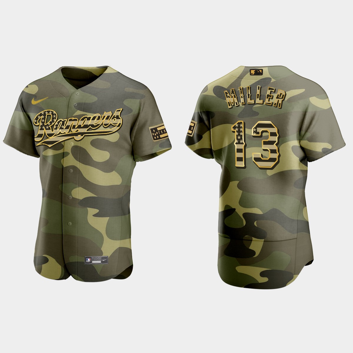 Brad Miller Texas Rangers 2022 Armed Forces Day Jersey – Camo
