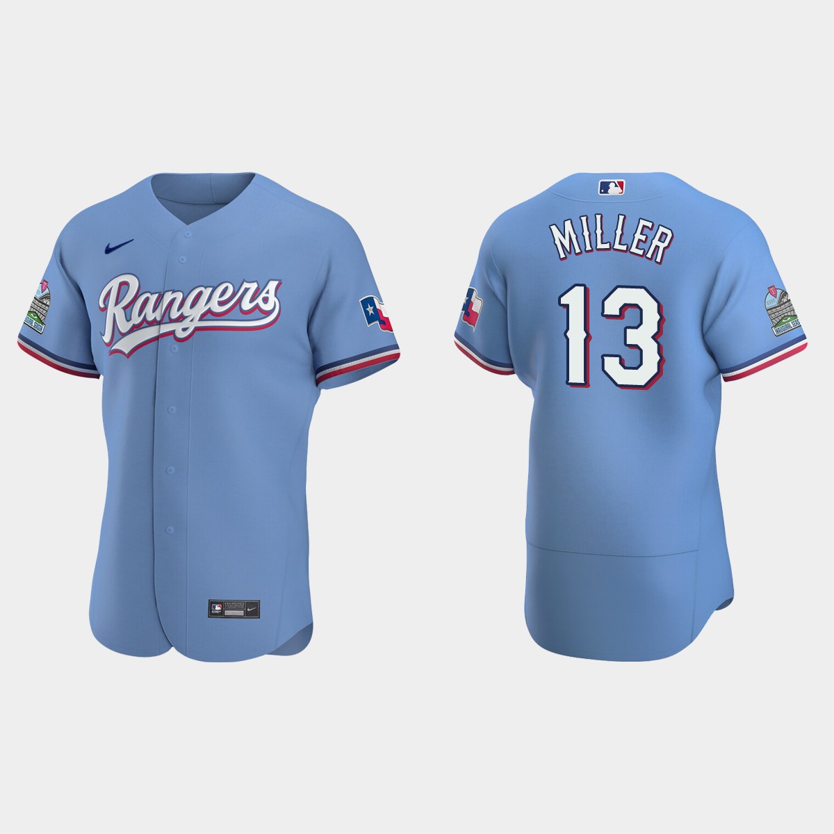 Brad Miller Texas Rangers Alternate Jersey – Light Blue