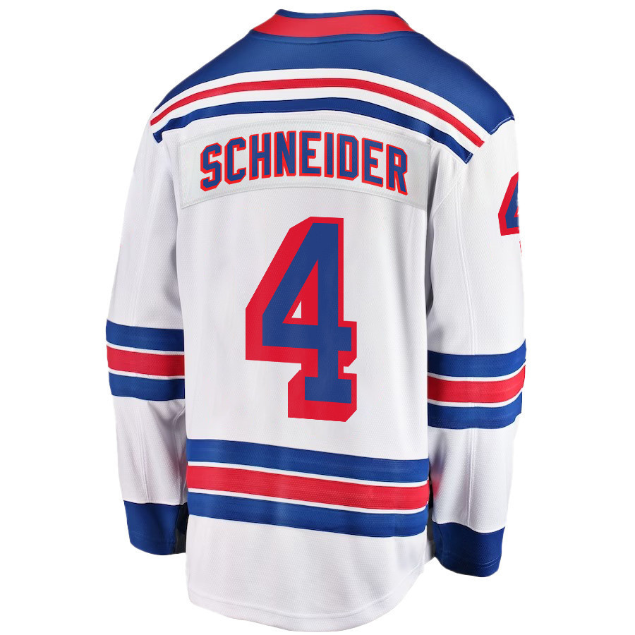 Braden Schneider 4 New York Rangers Stanley Cup 2023 Playoffs Patch Away Breakaway Men Stitched Jersey – White