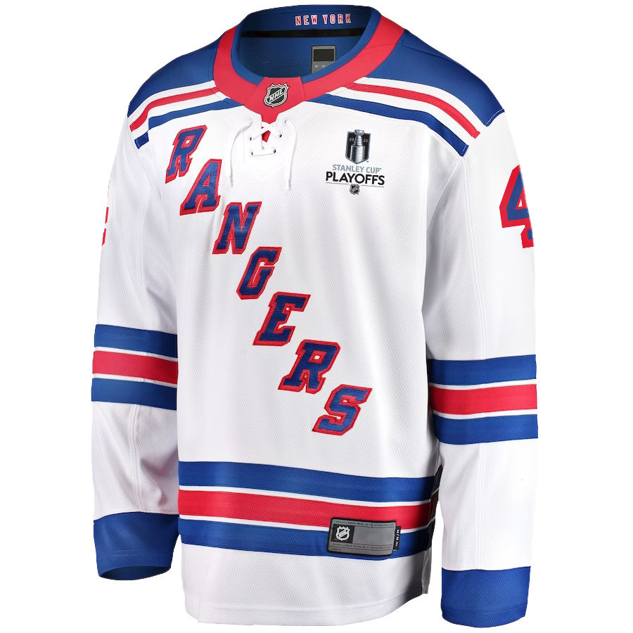 Braden Schneider 4 New York Rangers Stanley Cup 2023 Playoffs Patch Away Breakaway Men Stitched Jersey – White