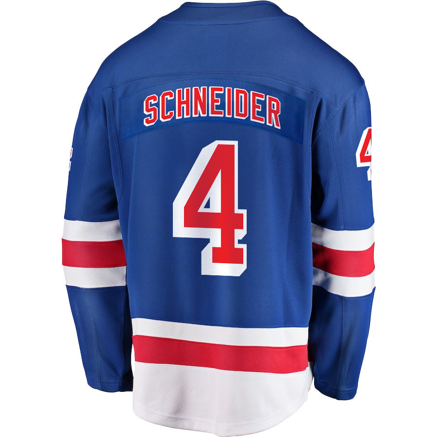 Braden Schneider 4 New York Rangers Stanley Cup 2023 Playoffs Patch Home Breakaway Men Stitched Jersey – Blue
