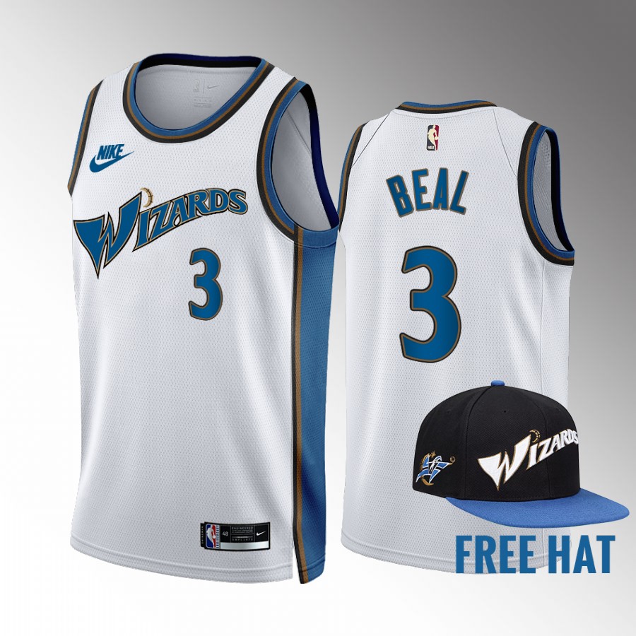 Bradley Beal 2022-23 Washington Wizards White #3 Classic Edition Jersey Free Hat