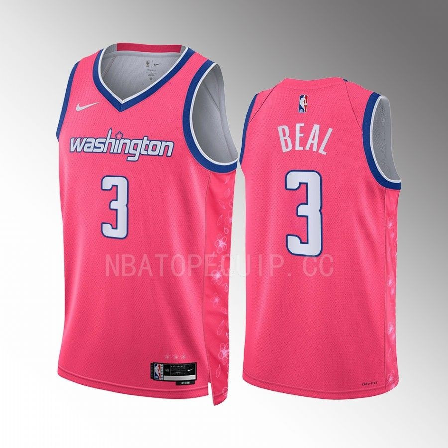 Bradley Beal 3 2022-23 Washington Wizards Pink City Edition Stitched Jersey Cherry Blossom