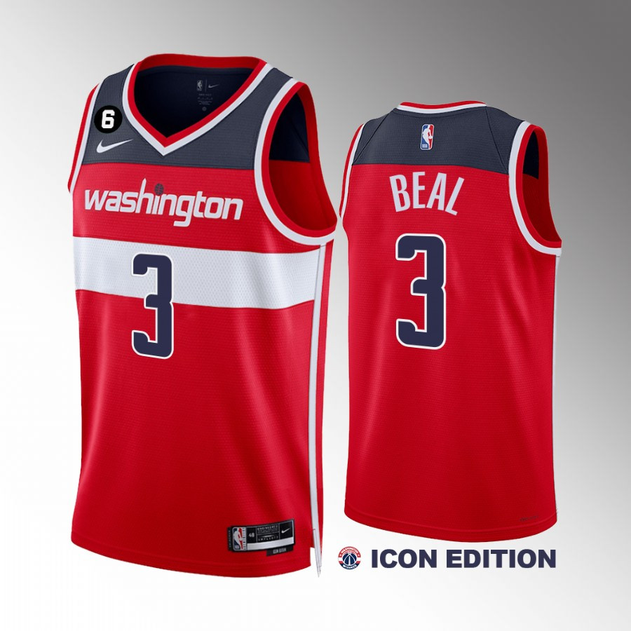 Bradley Beal 3 Washington Wizards 2022-23 Icon Edition Red Men Stitched Jersey