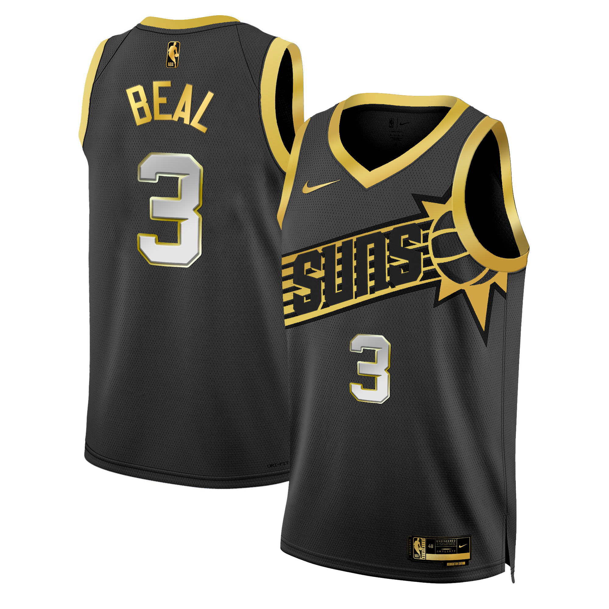 Bradley Beal Men's Phoenix Suns Swingman Black Gold Jersey - All Stitched