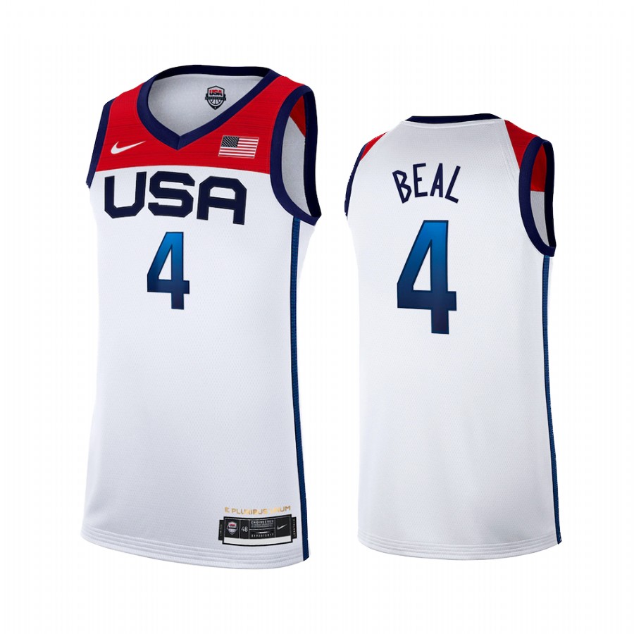 Bradley Beal USA #4 White Tokyo Olympics 2021 Home Jersey