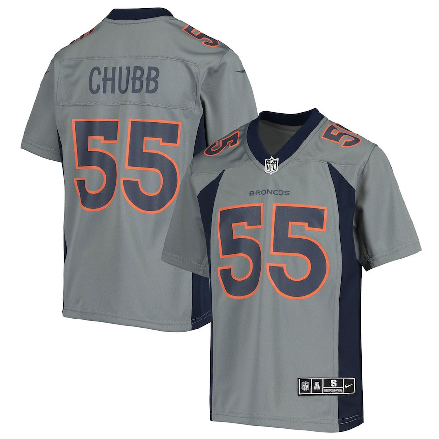 Bradley Chubb Denver Broncos Youth Inverted Team Game Stitched Jersey – Gray