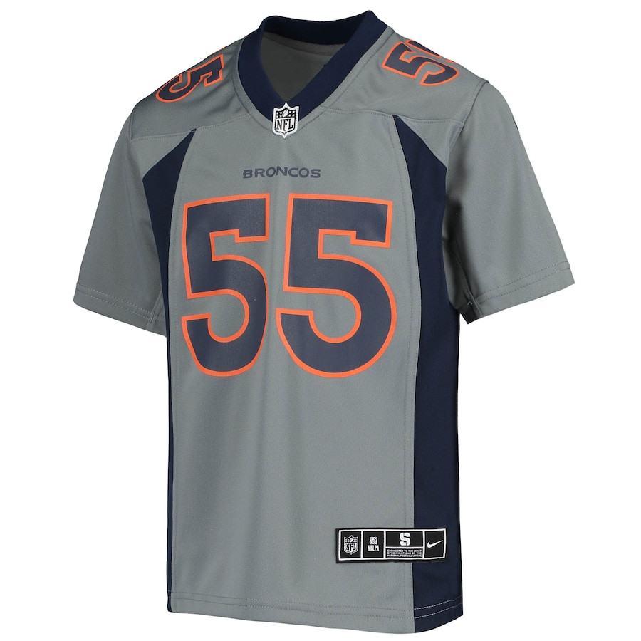 Bradley Chubb Denver Broncos Youth Inverted Team Game Stitched Jersey – Gray