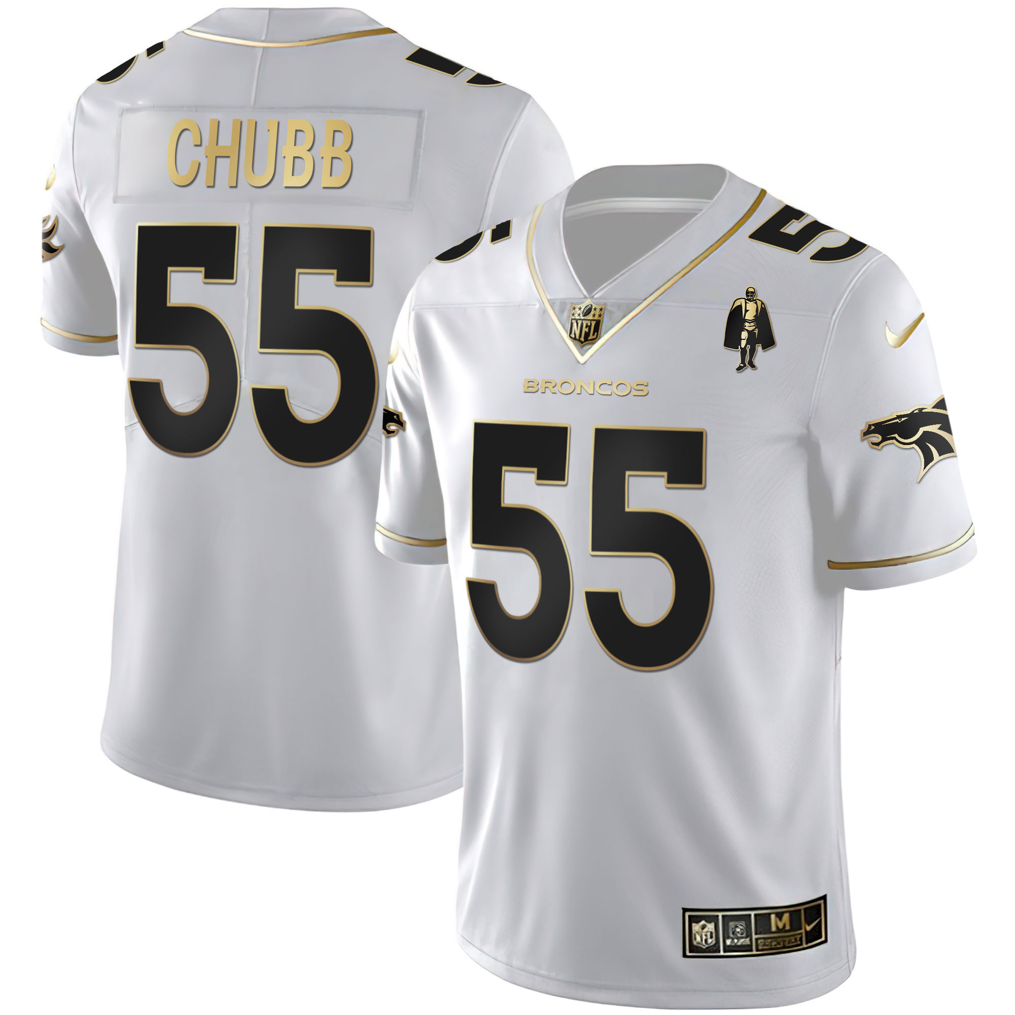 Bradley Chubb Men's Denver Broncos White Gold and Black Gold White Gold Jersey - All Stitched 