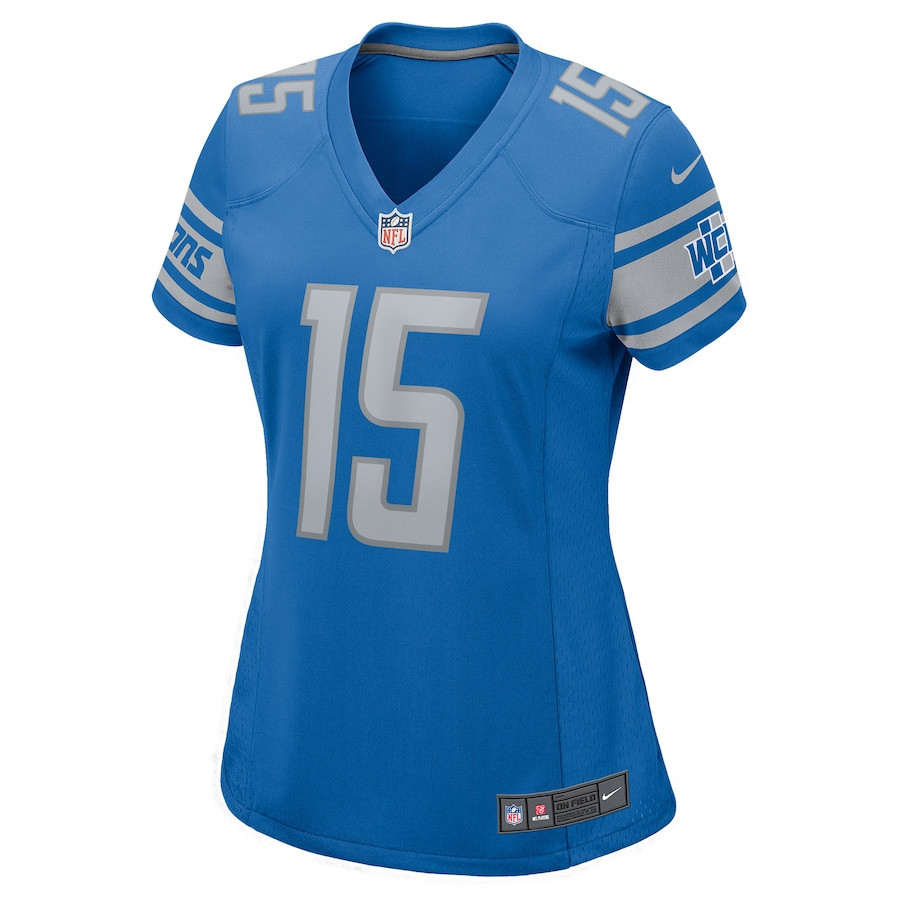 Brady Breeze 15 Detroit Lions Women’s Player Game Stitched Jersey – Blue