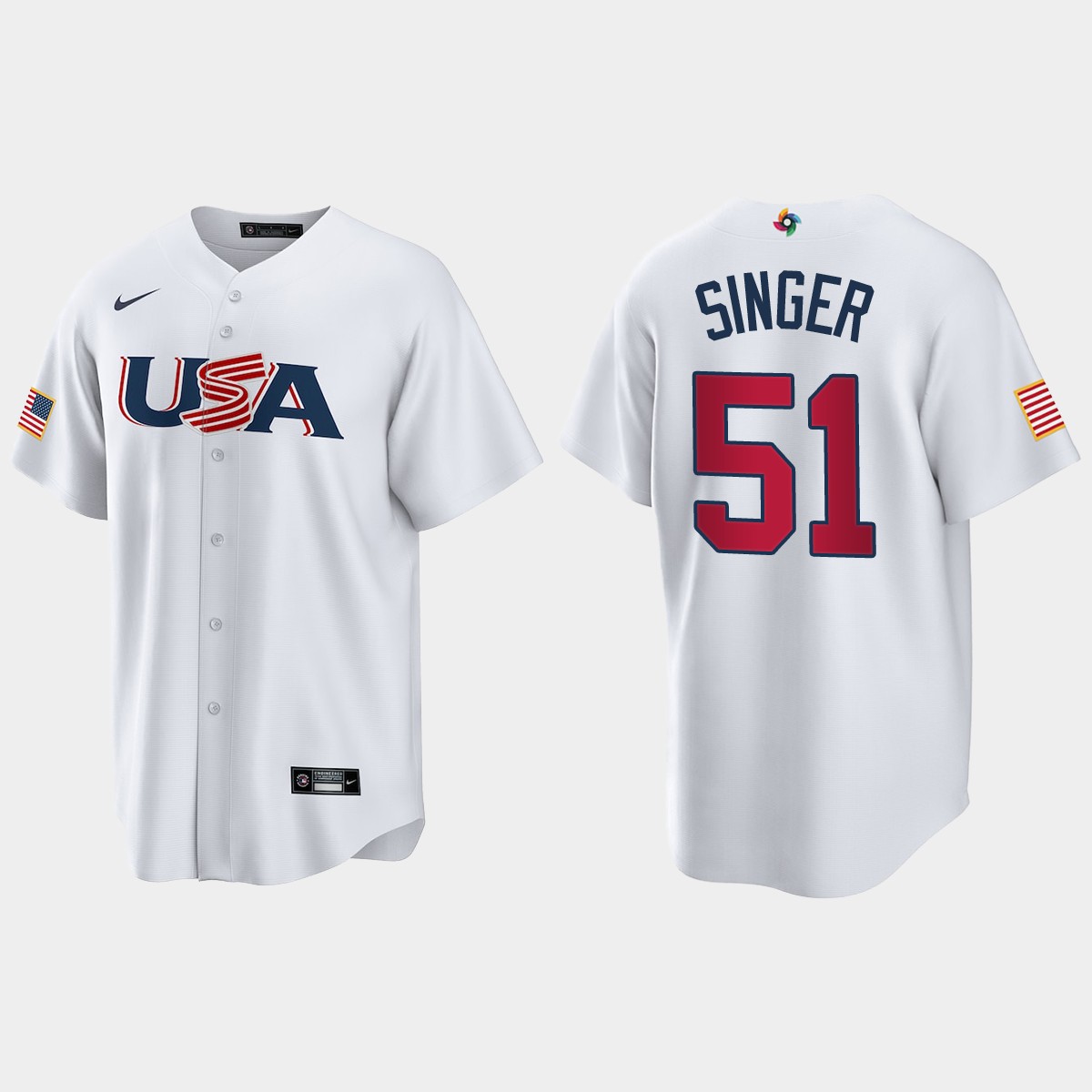 Brady Singer Kansas City Royals 2023 World Classic USA Jersey - White