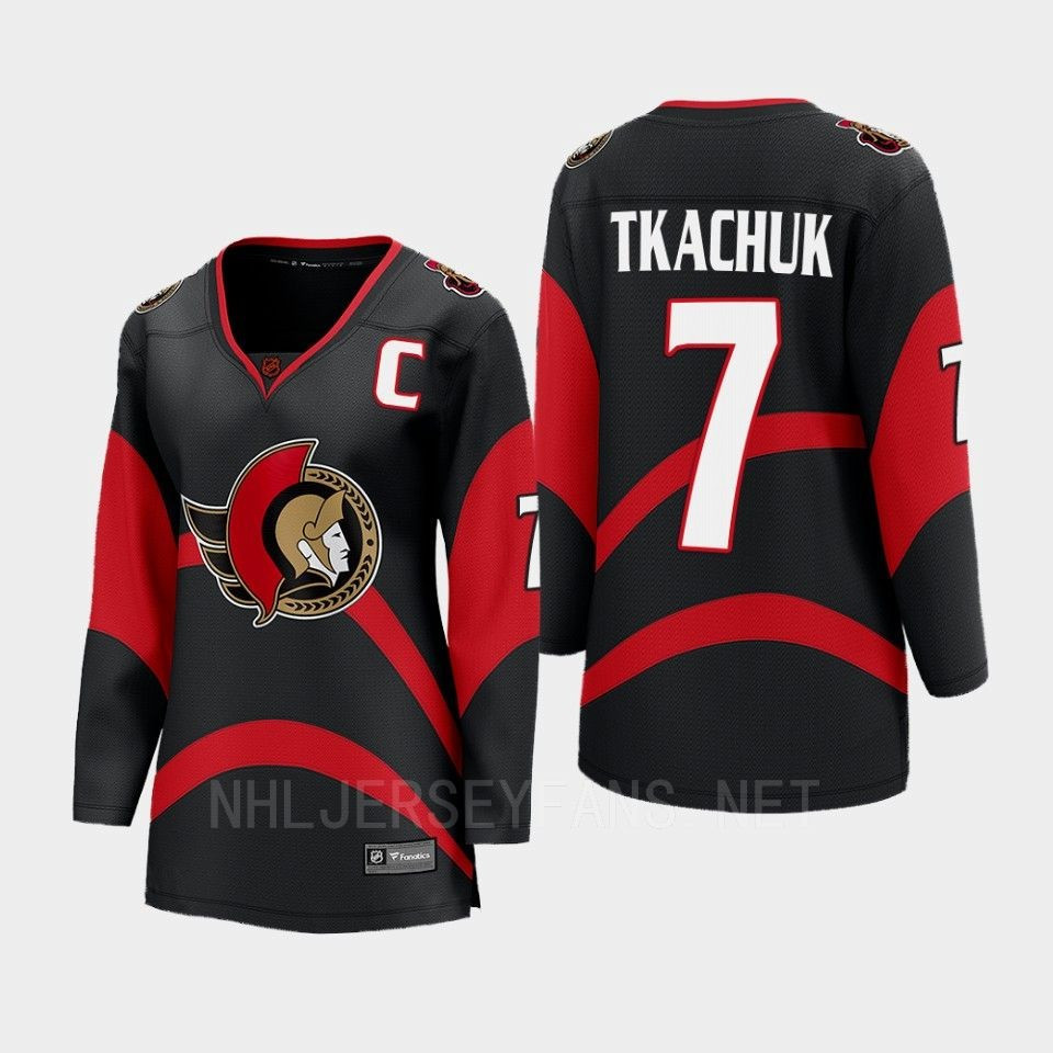 Brady Tkachuk 7 Ottawa Senators 2022 Special Edition 2.0 Women Breakaway Retro Stitched Jersey Black