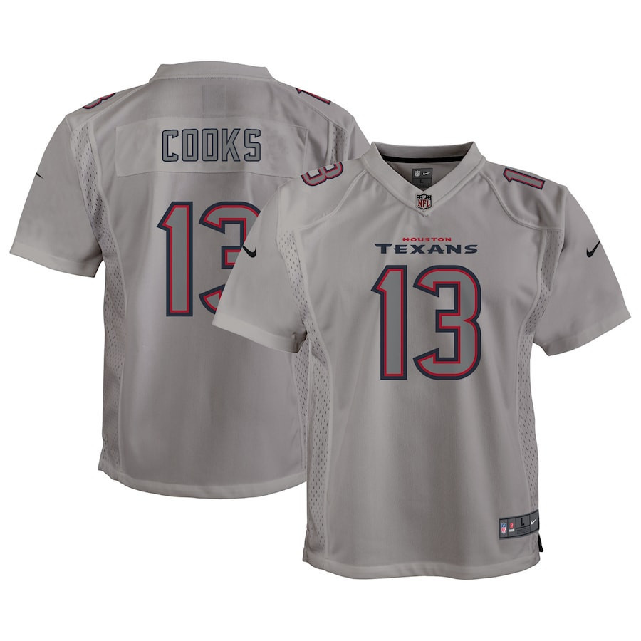 Brandin Cooks 13 Houston Texans Youth Atmosphere Game Stitched Jersey – Gray