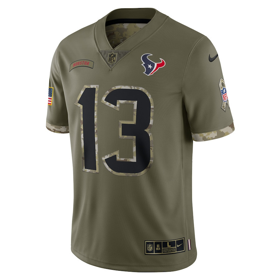 Brandin Cooks Houston Texans 2022 Salute To Service Limited Stitched Jersey – Olive