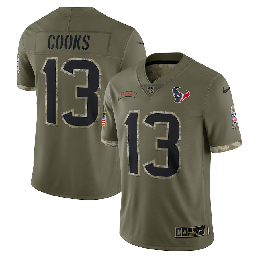 Brandin Cooks Houston Texans 2022 Salute To Service Limited Stitched Jersey – Olive