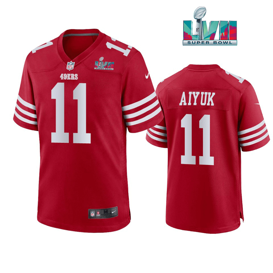 Brandon Aiyuk 11 San Francisco 49Ers Super Bowl LVII Men Game Stitched Jersey- Scarlet