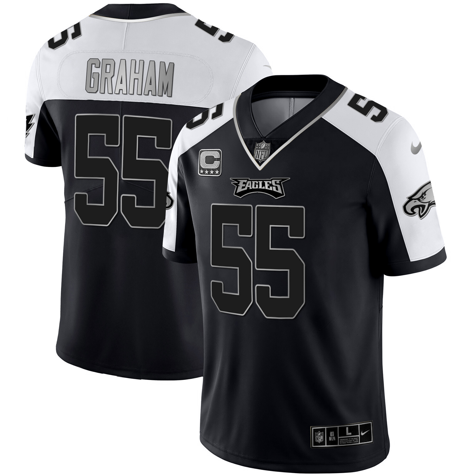 Brandon Graham Men's Philadelphia Eagles Alternate Vapor Black Gold Limited Black Silver Jersey - All Stitched
