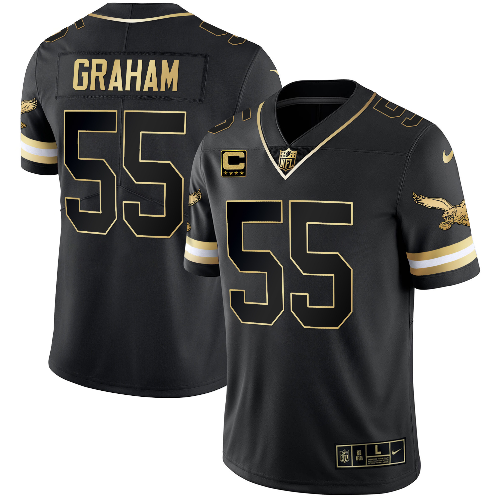 Brandon Graham Men's Philadelphia Eagles Gold & Kelly Vapor Throwback Black Gold Jersey - All Stitched
