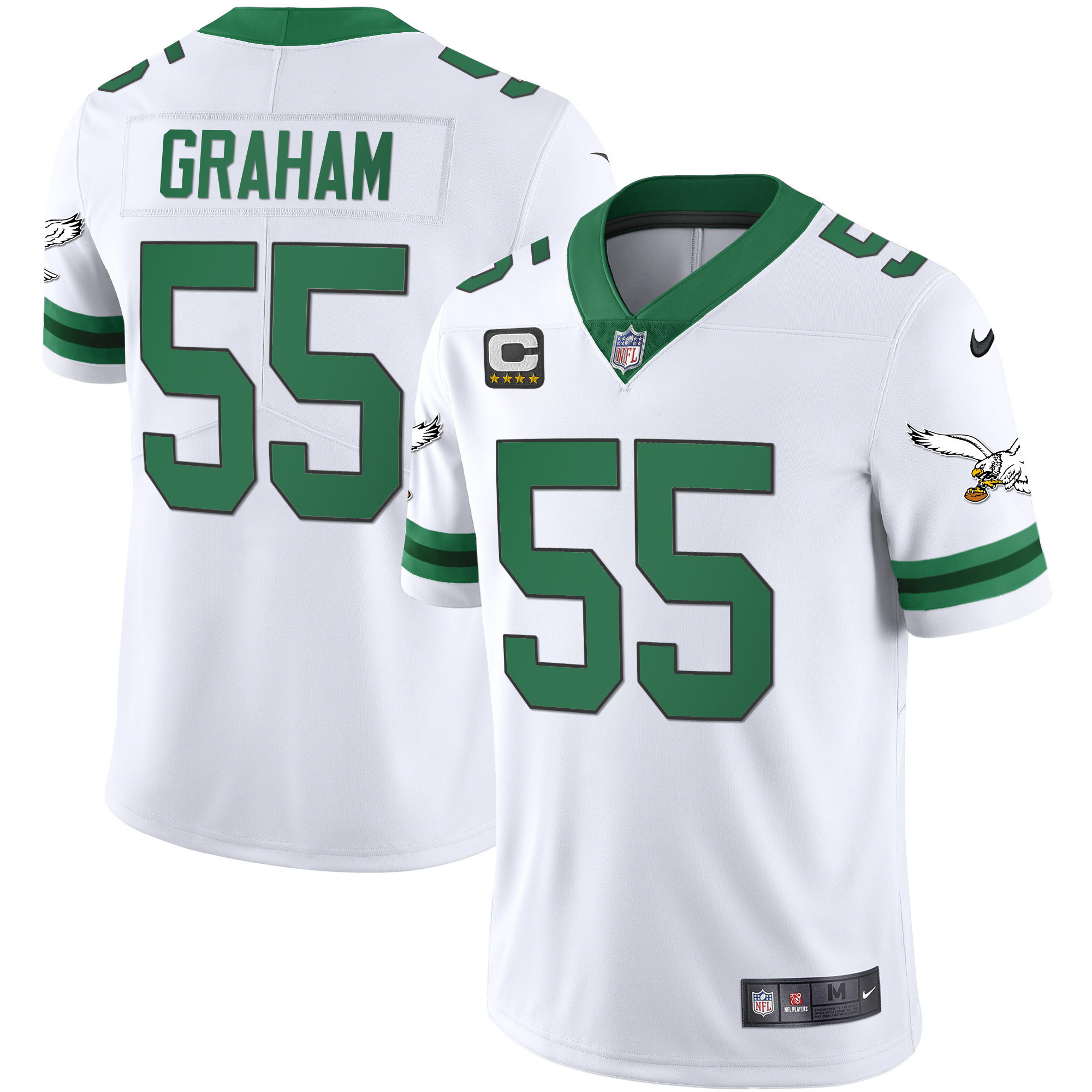 Brandon Graham Men's Philadelphia Eagles Gold & Kelly Vapor Throwback Kelly White Jersey - All Stitched