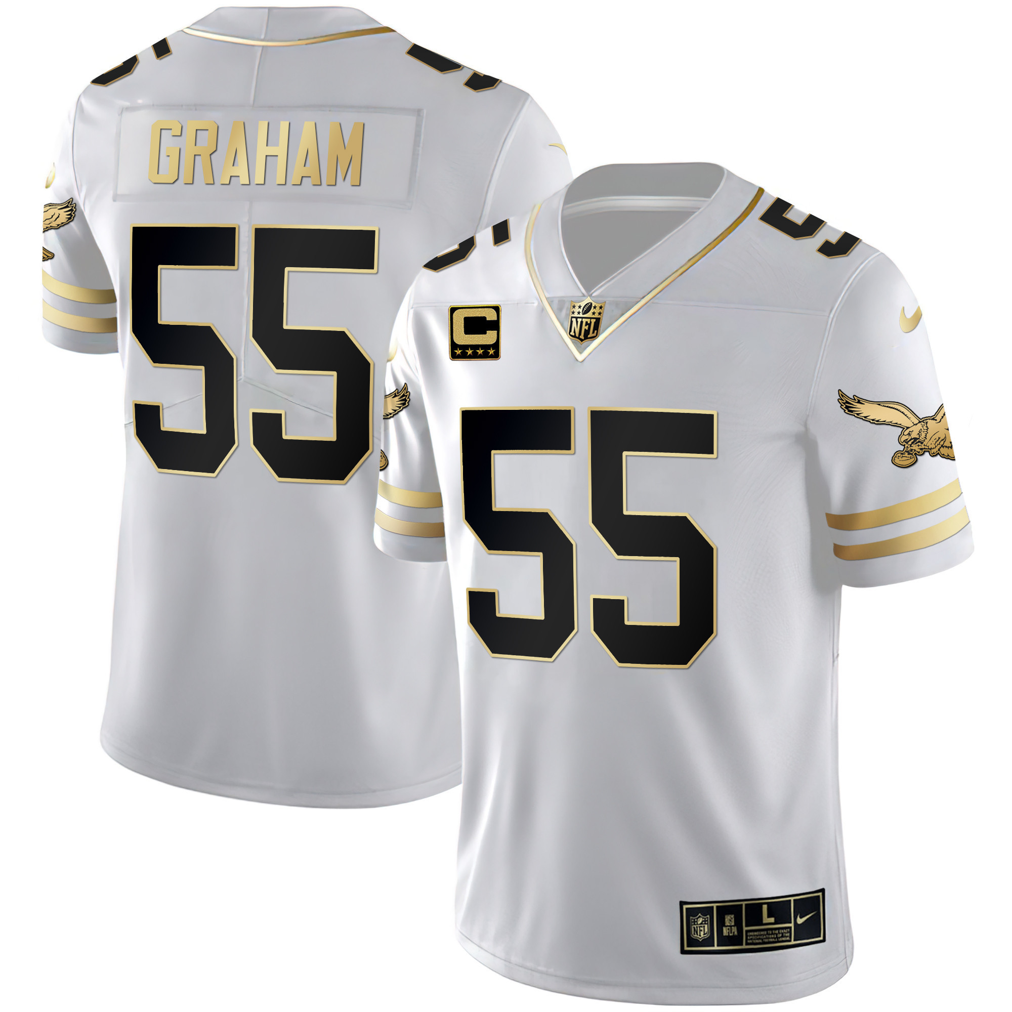 Brandon Graham Men's Philadelphia Eagles Gold & Kelly Vapor Throwback White Gold Jersey - All Stitched